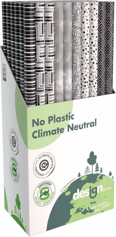 Rolo de embrulho de 70cm x 2m. Preto e branco