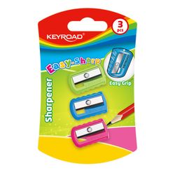 Sacapuntas de colores Keyroad en blister de 3 uds