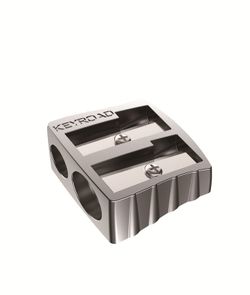 Apontador de lápis de metal Keyroad de 2 usos. Expositor