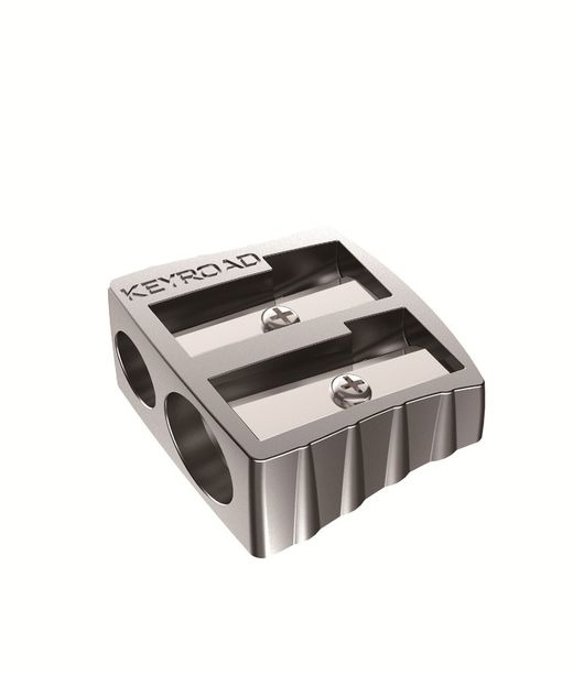 Apontador de lápis de metal Keyroad de 2 usos. Expositor