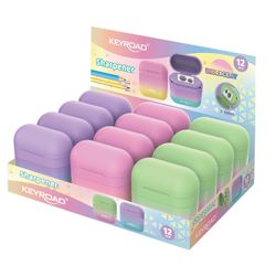 Sacapuntas Plástico Con Depósito 2 Usos Colores Iridiscentes