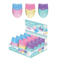 Sacapuntas Plástico Con Depósito 2 Usos Colores Pastel