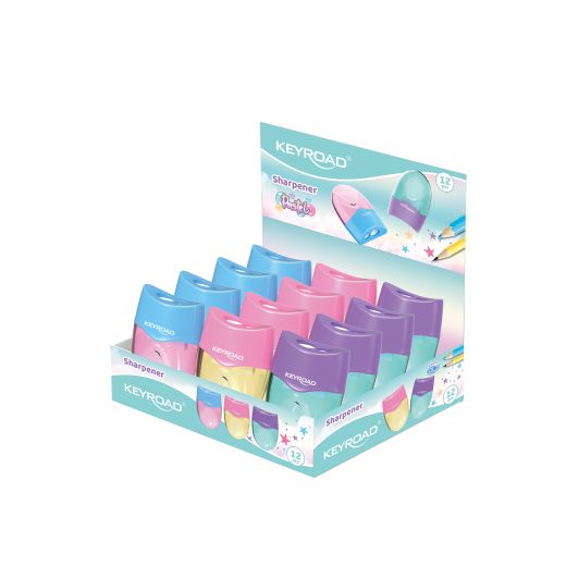 Sacapuntas Plástico Con Depósito 2 Usos Colores Pastel