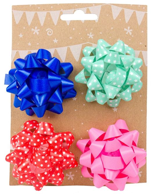 Conjunto de 4 Laços 10 mm Azul-Verde-Vermelho-Rosa