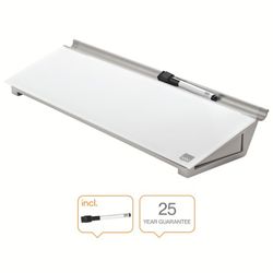 set de bureau en verre nobo, blanc brillant