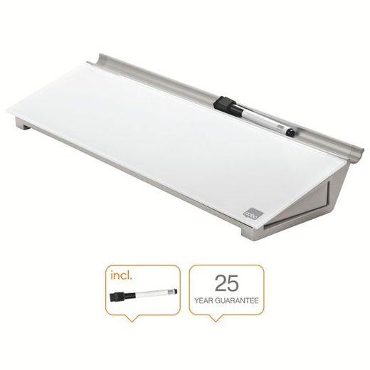 set de bureau en verre nobo, blanc brillant