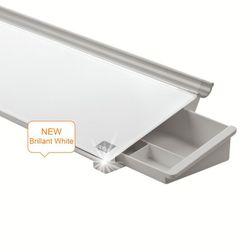 set de bureau en verre nobo, blanc brillant