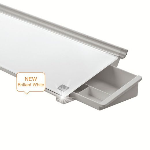 set de bureau en verre nobo, blanc brillant