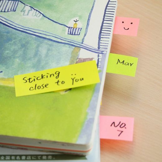 Ensemble de notes de signet de couleur néon