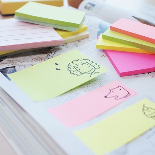 Ensemble de notes de signet de couleur néon