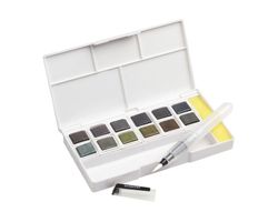 Set de viaje de pinturas Derwent Graphitint en 12 pastillas de granito y color