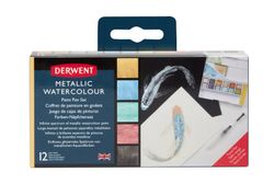 Set de viaje de pinturas Derwent Metallic en 12 pastillas