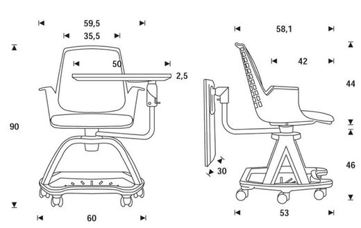 Chaise collaborative. 2 couleurs