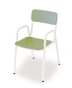 Chaise pour enfants avec accoudoirs d'une hauteur de 26 cm et différentes finitions