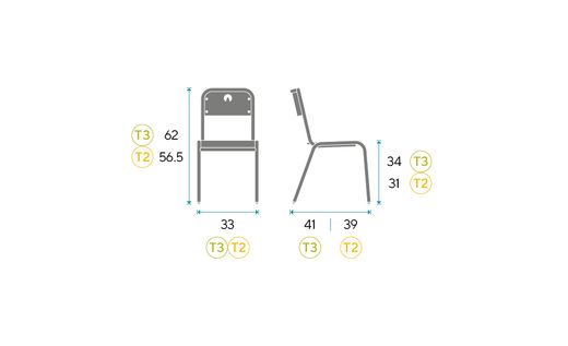 Cadeira Kiddy Vinta. Dois tamanhos e três cores