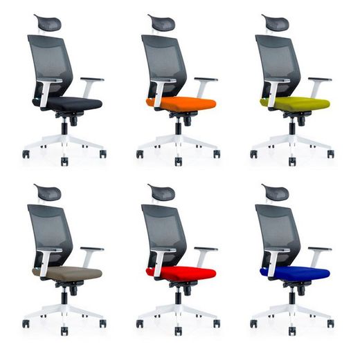 Chaise de travail blanche rd908w avec appuie-tête