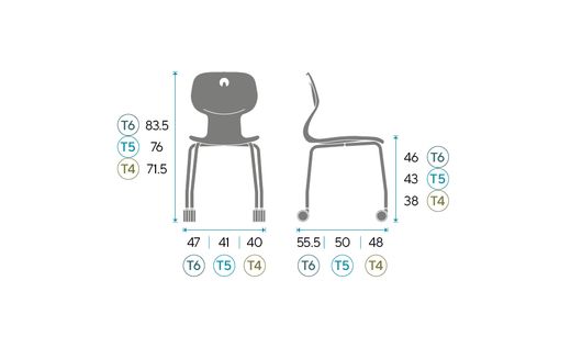 Chaise SOFT R. Avec des roues. Trois tailles et quatre couleurs