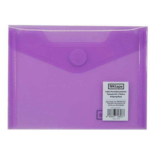 Porta-documentos A6 com fecho de velcro. 7 cores