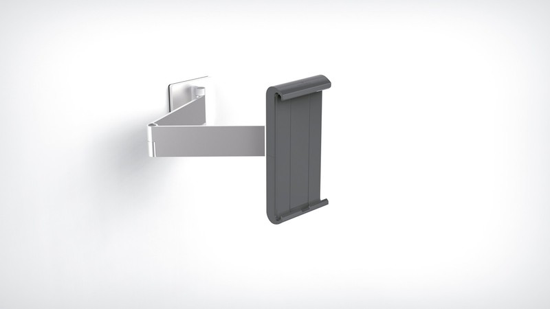 Durable Soporte de pared para tablet (brazo giratorio, se extiende 14.4  pulgadas, rotación de 360 grados con dispositivo antirrobo) plata/carbón