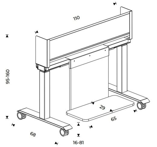 Soporte móvil graduable en altura INTERAC_ST4 para monitor interactivo