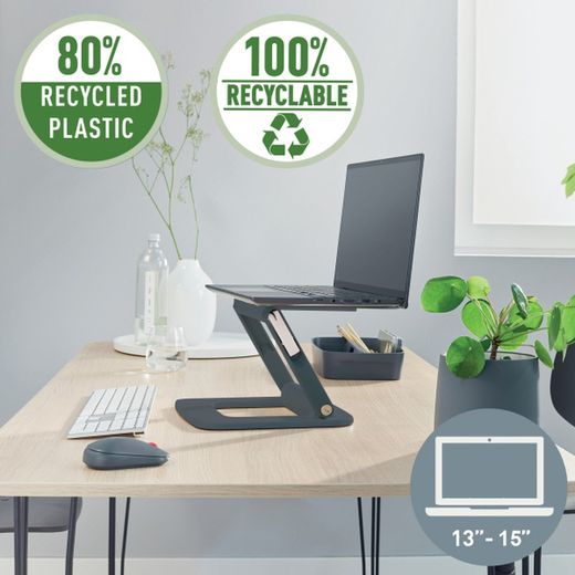 Suporte para laptop ajustável multiângulo Leitz Ergo, 80% plástico reciclado