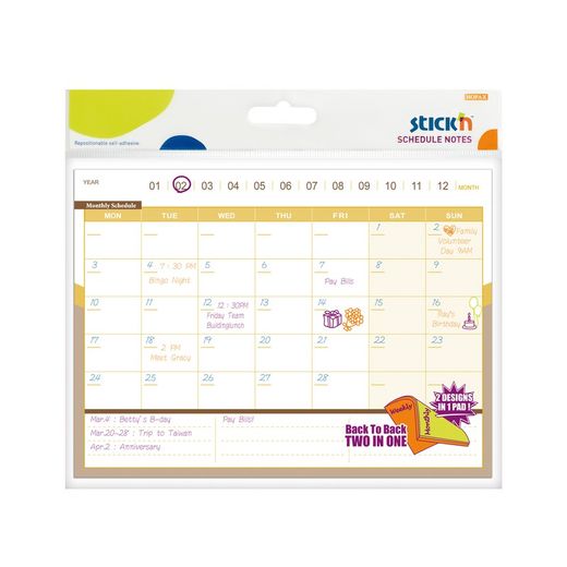 CALENDÁRIO ADESIVO STK BL1 150x203mm 40H (21367)