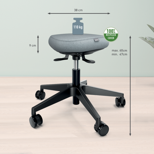 Taburete Leitz Ergo Active con Ruedas y Asiento Wobble Comfort