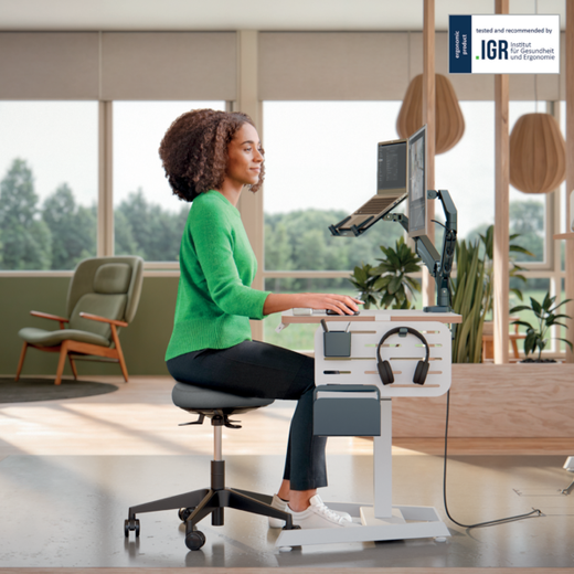 Taburete Leitz Ergo Active con Ruedas y Asiento Wobble Comfort