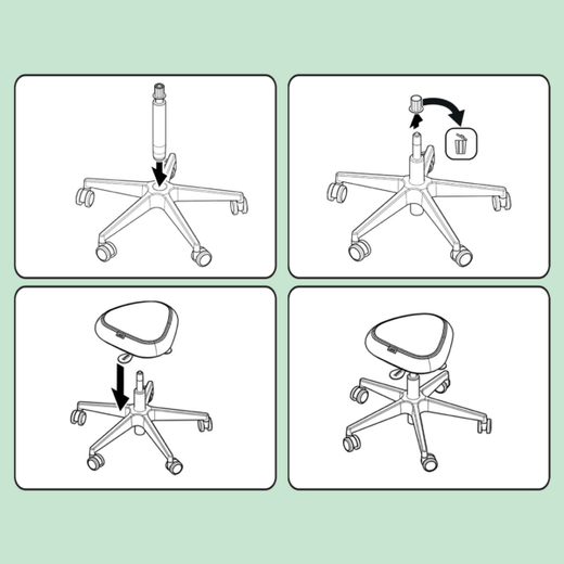 Taburete Leitz Ergo Active con Ruedas y Asiento Wobble Comfort