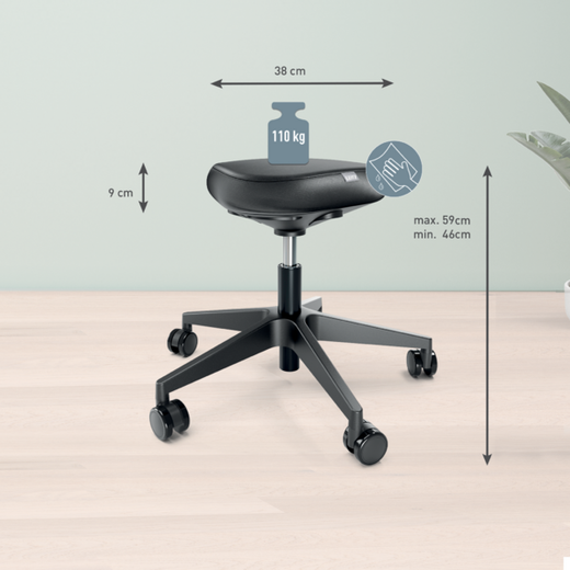 Taburete Leitz Ergo con Ruedas y Asiento Confort