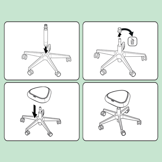 Taburete Leitz Ergo con Ruedas y Asiento Confort