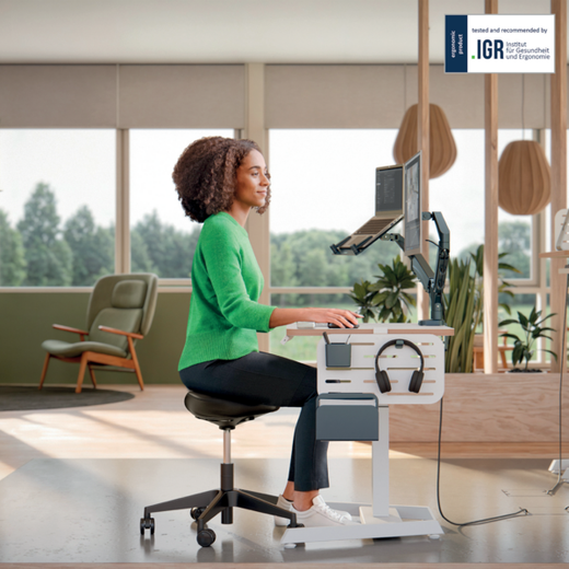 Taburete Leitz Ergo con Ruedas y Asiento Confort