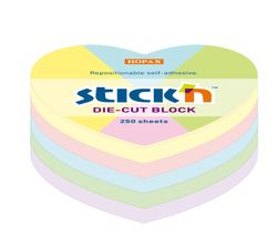 Taco de Notas Adhesivas con Forma de Corazon Surtido de Colores Pastel 250H 664X67mm