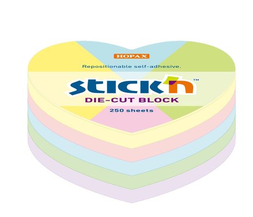 Notes autocollantes en forme de coeur avec noyaux pastel triés 250H 664X67mm