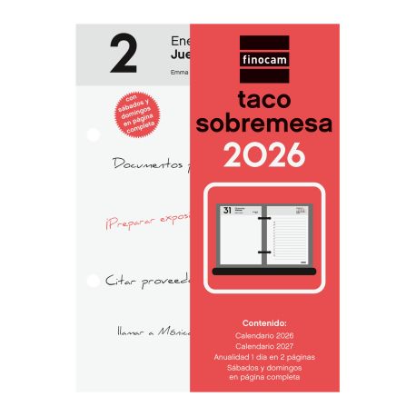 Taco de sobremesa 85x120mm 2027
