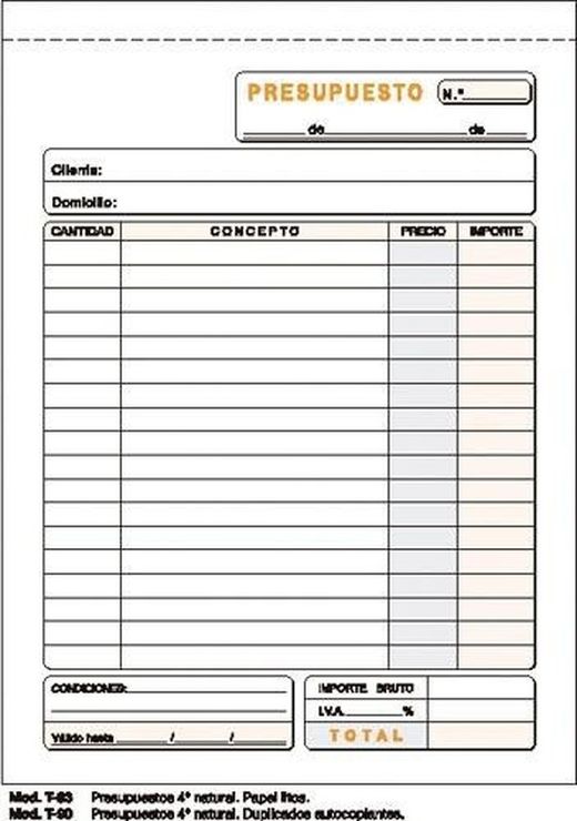 Talons autocopiants pour les budgets de prêt