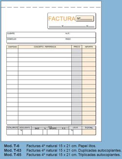 Talonarios de facturas Loan. 6  tamaños.