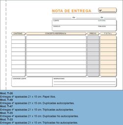 Talonarios de notas de entregas Loan. Varios modelos.
