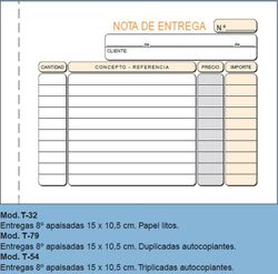 Talonarios de notas de entregas Loan. Varios modelos.