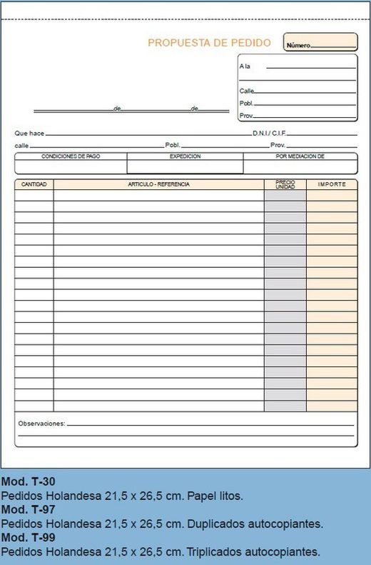 Carnets de commandes de prêt. 2 tailles