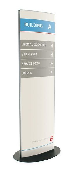 Totem de perfil curvo de dupla face. 2 tamanhos