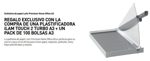 Touch 2 Turbo ILAM A3 + bolsas = Regalo guillotina Leitz Home Office A3