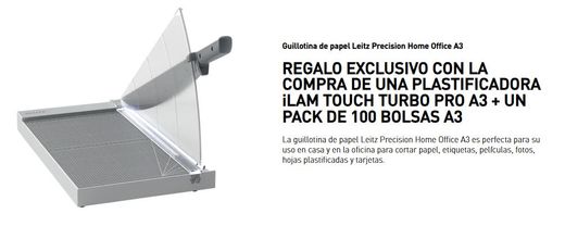 Touch Turbo PRO ILAM A3 + bolsas = Regalo guillotina Leitz Home Office A3