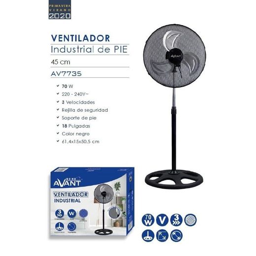 Ventilador Avant de pie industrial 70W 45cm