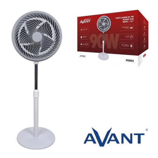 Ventilador de pie 12" diametro 105cm altura 5 aspas 90W