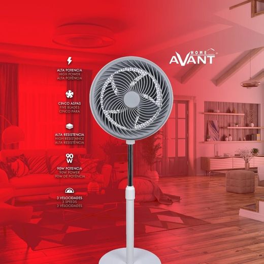 Ventilador de pie 12" diametro 105cm altura 5 aspas 90W