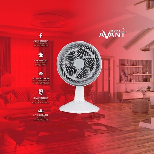 Ventilador de sobremesa 10" diametro 25cm altura 5 aspas 80W
