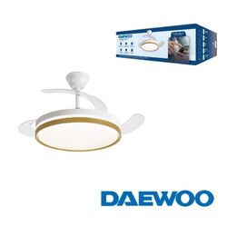 Ventilador de techo con aspas retráctiles blanco/madera