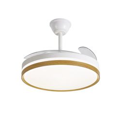Ventilador de techo con aspas retráctiles blanco/madera