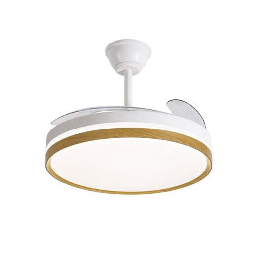 Ventilador de techo con aspas retráctiles blanco/madera